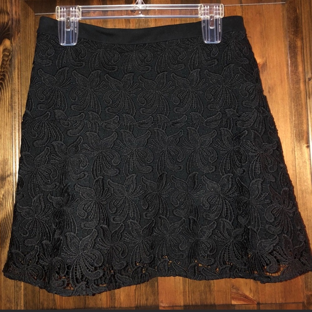 AnnTaylor Loft Black Lace Lined Skirt